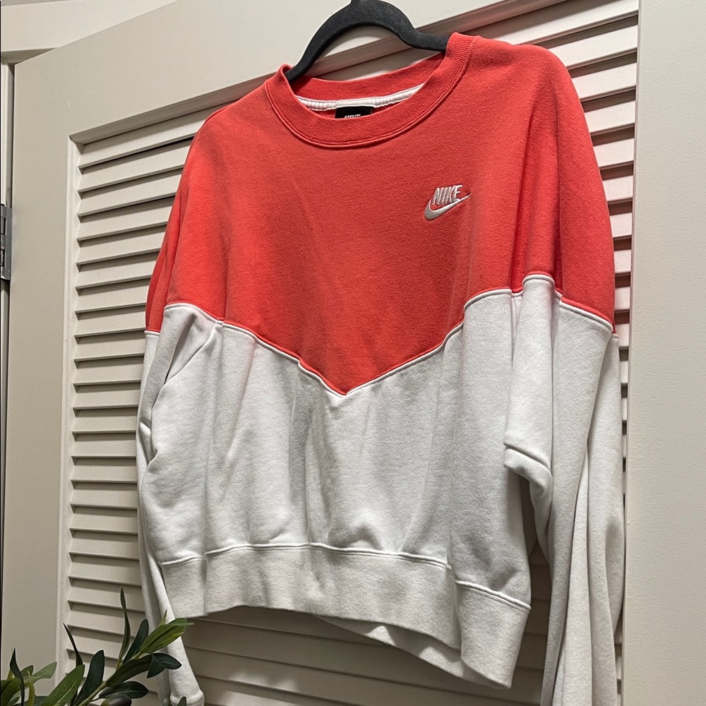 Nike Coral and White Crewneck